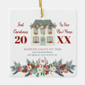 Ornement En Céramique Premier Noël dans notre nouvelle photo de famille (Devant)