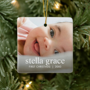 Ornement En Céramique Premier Noël de bébé élégant minimaliste Photo