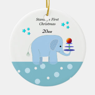 Ornement En Céramique Premier Noël de bébé éléphant