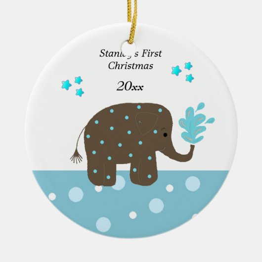Ornement En Céramique Premier Noël de bébé éléphant (Devant)