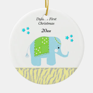 Ornement En Céramique Premier Noël de bébé éléphant indien