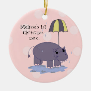 Ornement En Céramique Premier Noël de bébé hippopotame