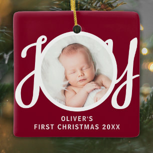 Ornement En Céramique Premier Noël de bébé Photo Nom Cadeau Souvenir Mar