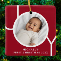 Premier Noël de bébé Photo personnalisée Rouge