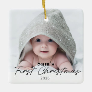 Ornement En Céramique Premier Noël de bébé Simple Photo Moderne
