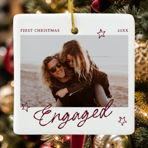 Ornement En Céramique Premier Noël de fiançailles Cadeau