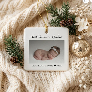Ornement En Céramique Premier Noël de grand-mère Nouvelle photo de bébé