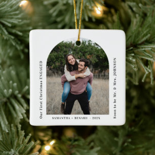 Ornement En Céramique Premier Noël des fiancés Arche de photo