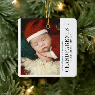 Ornement En Céramique Premier Noël des Grands-Parents 2 Photos