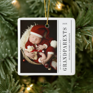 Ornement En Céramique Premier Noël des Grands-Parents Papa Photo