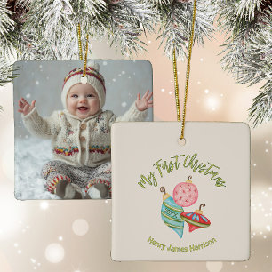 Ornement En Céramique Premier Noël du bébé minimal Neutre pour le genre