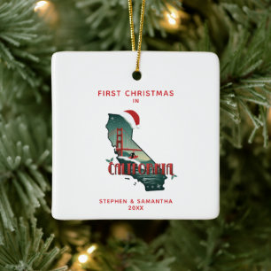 Ornement En Céramique Premier Noël En Californie État Personnalisé