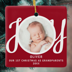 Ornement En Céramique Premier Noël En Grand-Parents Photo Red Keepsaké