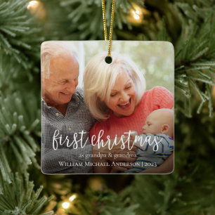 Ornement En Céramique Premier Noël en grand-père et grand-mère photo béb