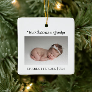 Ornement En Céramique Premier Noël en grand-père Nouveau bébé photo