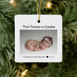 Ornement En Céramique Premier Noël en nouvelle photo de grand-mère