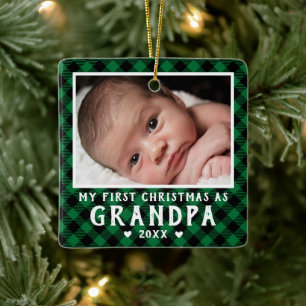 Ornement En Céramique Premier Noël en tant que grand-père Photo à carrea