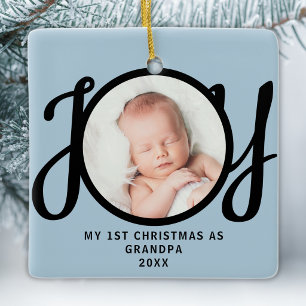 Ornement En Céramique Premier Noël en tant que grand-père Photo Joie Ble