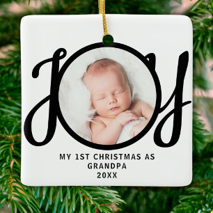 Ornement En Céramique Premier Noël en tant que grand-père Photo Joie Scr