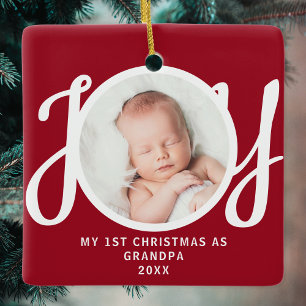 Ornement En Céramique Premier Noël en tant que grand-père Photo souvenir