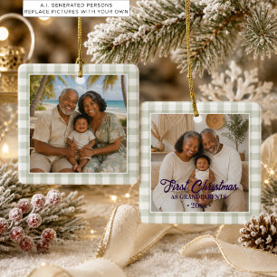Ornement En Céramique Premier Noël en tant que grands-parents Photo Sage