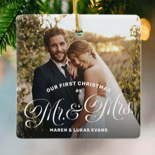 Ornement En Céramique Premier Noël en tant que M et Mme jeune couple deu