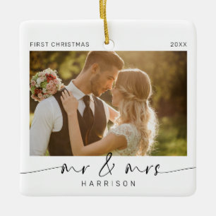 Ornement En Céramique Premier Noël en tant que M. et Mme Newlyweds Keeps