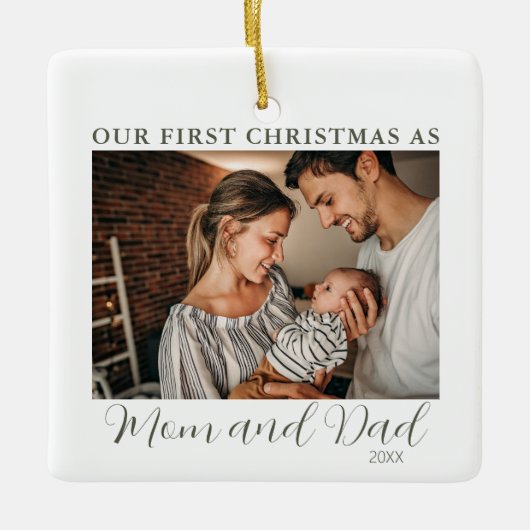 Ornement En Céramique Premier Noël en tant que maman et papa (Devant)