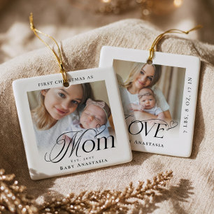 Ornement En Céramique Premier Noël en tant que maman souvenir photo bébé