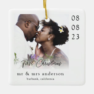 Ornement En Céramique Premier Noël en tant que Monsieur & Madame Mariage
