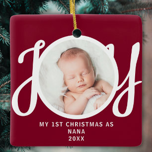 Ornement En Céramique Premier Noël en tant que Nana Photo Souvenir Marro