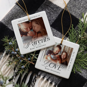 Ornement En Céramique Premier Noël en tant que parents - Souvenir photo