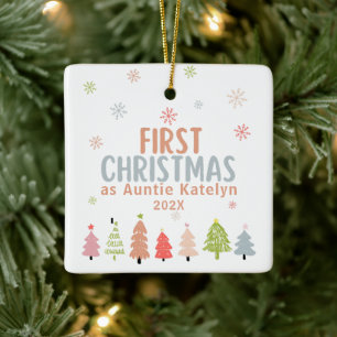 Ornement En Céramique Premier Noël en Tante, Photo, Personnalisé