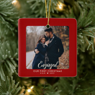 Ornement En Céramique Premier Noël engagé couple photo personnalisée