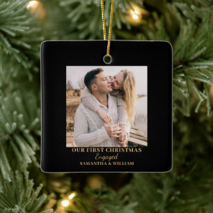 Ornement En Céramique Premier Noël Engagé Nom de la photo Ornament