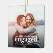 Ornement En Céramique Premier Noël engagé | Photo Fiançailles minimale (Gauche)