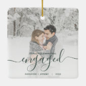 Ornement En Céramique Premier Noël Engagé Photo Green Script (Dos)