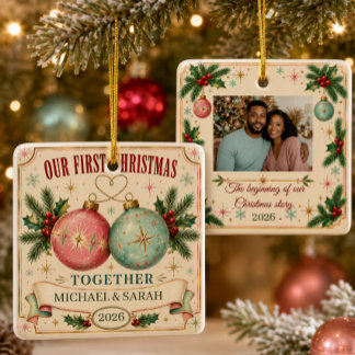 Ornement En Céramique Premier Noël ensemble personnalisé 2026 Photo