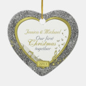 Ornement En Céramique Premier Noël Ensemble Photo Coeur Noël (Dos)
