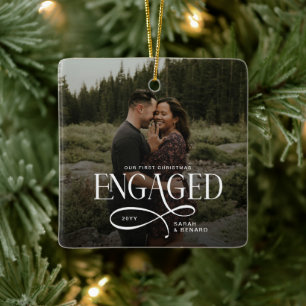 Ornement En Céramique Premier Noël Fiancés Chic Couples 2 Photos