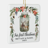 Ornement En Céramique Premier Noël Fleurs d'hiver Cerfs PHOTO DOS (Droite)