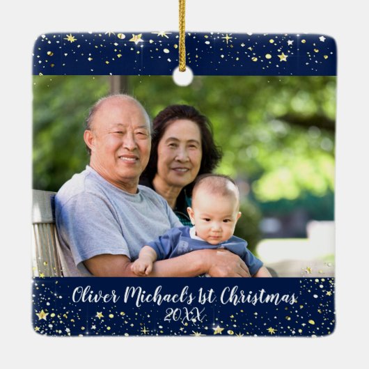 Ornement En Céramique Premier Noël Grands Grands-parents 2 Étoiles photo (Dos)