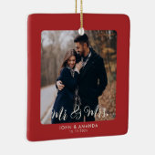 Ornement En Céramique Premier Noël M. et Mme Couple Photo Engagé (Droite)