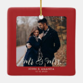 Ornement En Céramique Premier Noël M. et Mme Couple Photo Engagé (Dos)