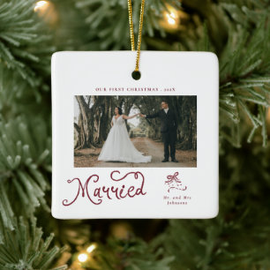 Ornement En Céramique Premier Noël Marié M. et Mme Photo Fantaisie