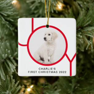 Ornement En Céramique Premier Noël Mignon Chien Joie Photo Personnalisée