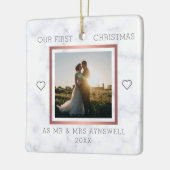 Ornement En Céramique Premier Noël Mr & Mrs Photo Elegant Marble (Gauche)