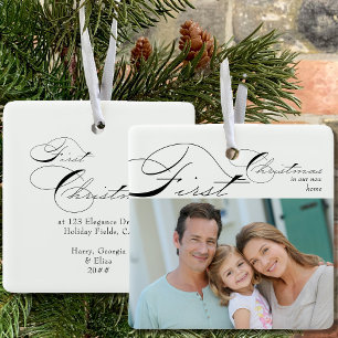 Ornement En Céramique Premier Noël Nouvelle Maison Photo Élégante Callig