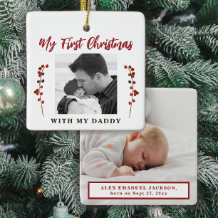 Ornement En Céramique Premier Noël papa et bébé 2 photo