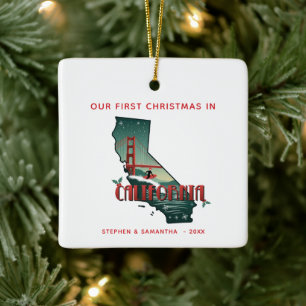 Ornement En Céramique Premier Noël Personnalisé En Californie